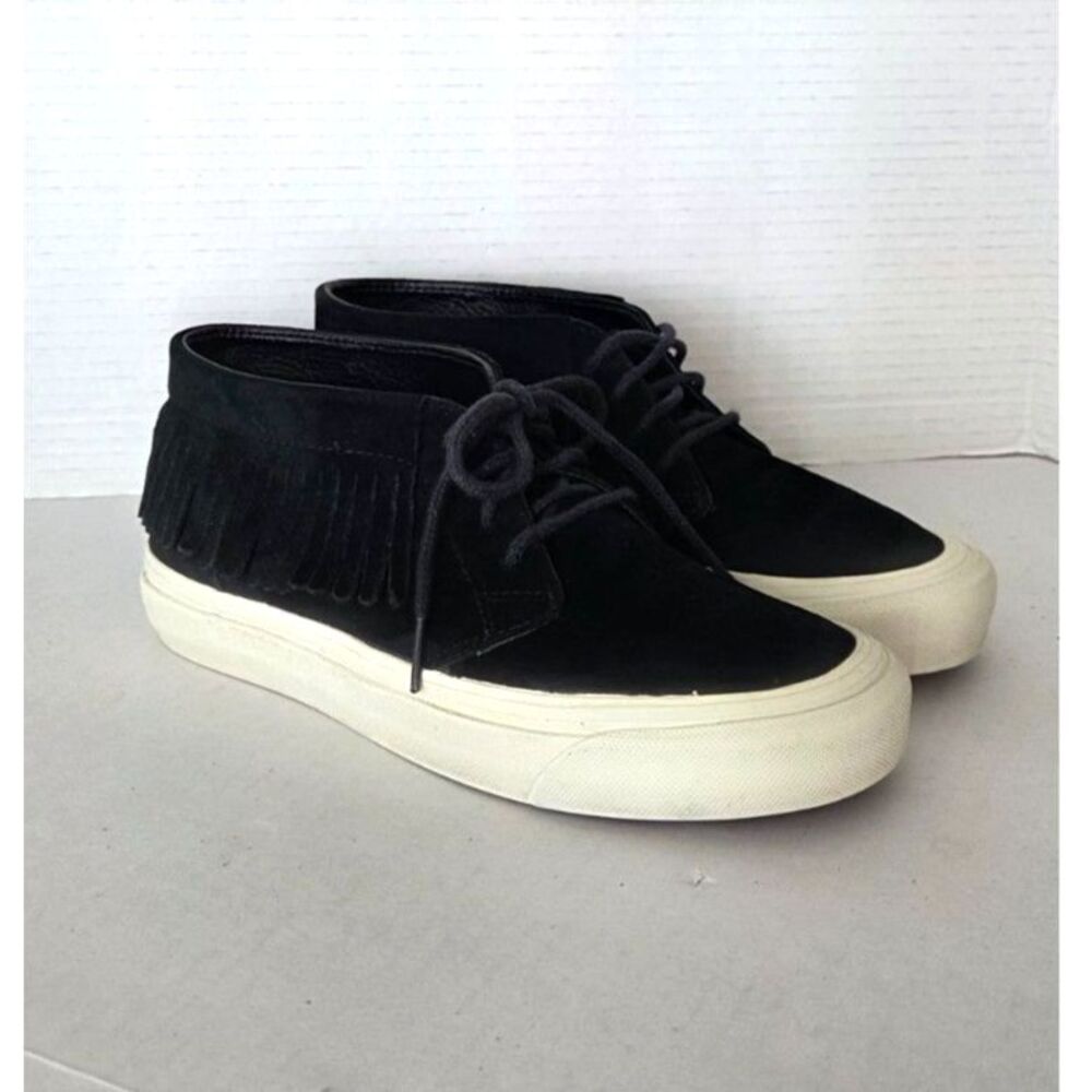 Vans Chukka Moccasin Black Suede Fringe Sneakers Boho Sz 8 Unisex